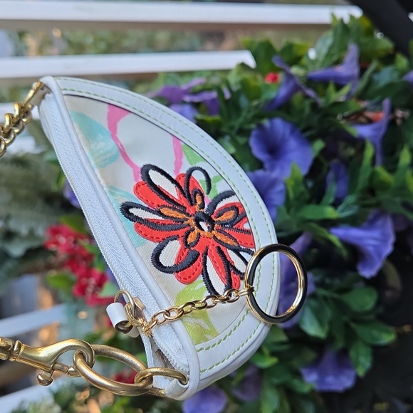 COACH Embroidered Floral & Signature Coin Purse Charm - Picture 3 of 9